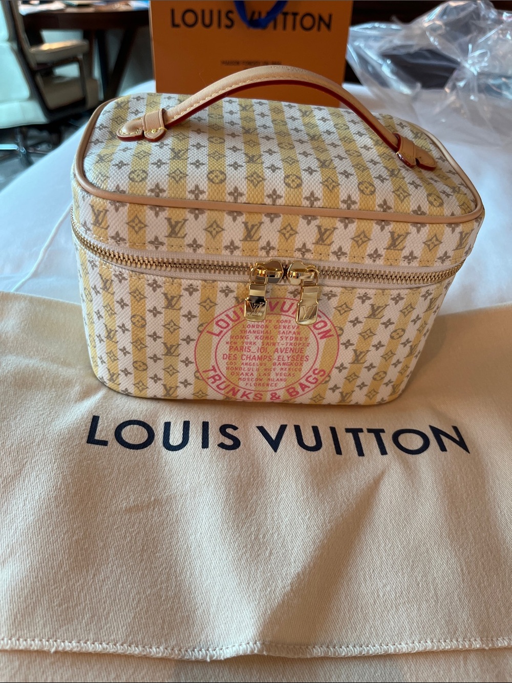 Louis Vuitton Beige, grey pink MiniMonogram Cosmetic Case Vanity Nice Mini BB